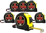 6 Pack - 25 FT - Triton Tape Measure - Magnetic Claw Tip - Easy Read Fractions