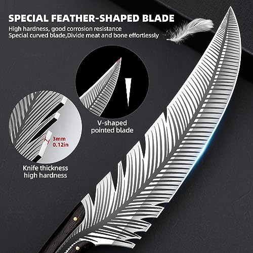 VCXOX Professional Chef Knives, Sharp Feather Boning Knife with Sheath High Carbon Steel Chef Knife Boning knife for Meat Cutting Cooking for Kitchen Outdoor Camping
