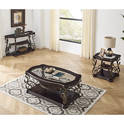 Lktart 2-Tier Brown Vintage Wooden Coffee Table Retro Glass Table Top For Living Room Bedroom Office #TOP5
