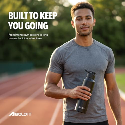 Image of Boldfit Stainless Steel Water Bottle 1 Litre - BPA-Free, Leak-Proof & Rust-Free Metal Bottle with Handle - Lightweight, Food-Grade, Easy to Clean - Ideal for Office, Gym, School, Travel & Fridge Use