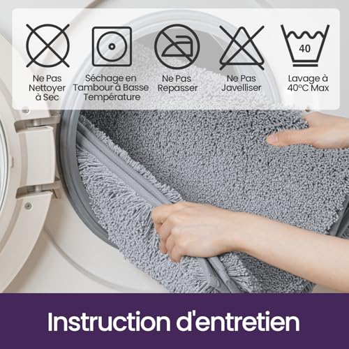 DEXI Tapis de Bain Microfibre, 50x80cm Gris Clair – vue 7