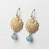  Ohrringe mit Amazonit-Perle türkis-gold, vergoldete Ohr-Hänger, Edelstein-Schmuck, leicht, zierlich, blau, handmade Geschenk für Sie