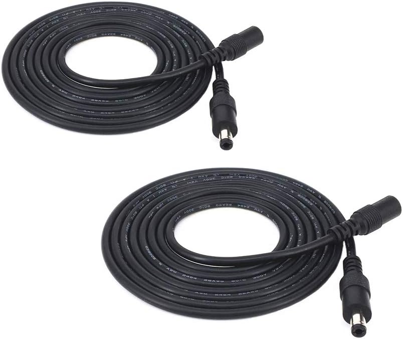 2pcs/Pack 3m/9.84ft Black 5.5mm x 2.5mm DC Plug Extension Cable DC Extension Cable ， 5.5mm x 2.5mm Barrel Male Plug Connector