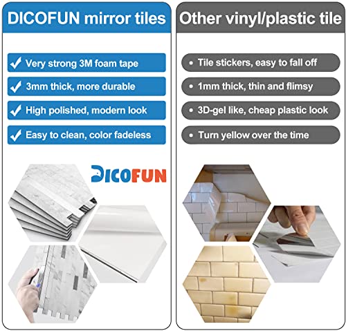 Dicofun 10-Sheet Peel And Stick Backsplash Tile, Faux White Marble Look Pvc Mixed Metal Stick On Backsplash Tiles For Kitchen, 9.4 Sq.ft #TOP2