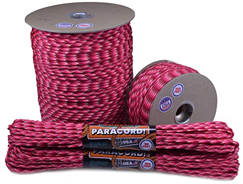 Bored Paracord - 1', 10', 25', 50', 100' Hanks & 250', 1000' Spools of Parachute 550 Cord Type III 7 Strand Paracord Well Over 300 Colors - Lovespell - 1000 Foot Spool