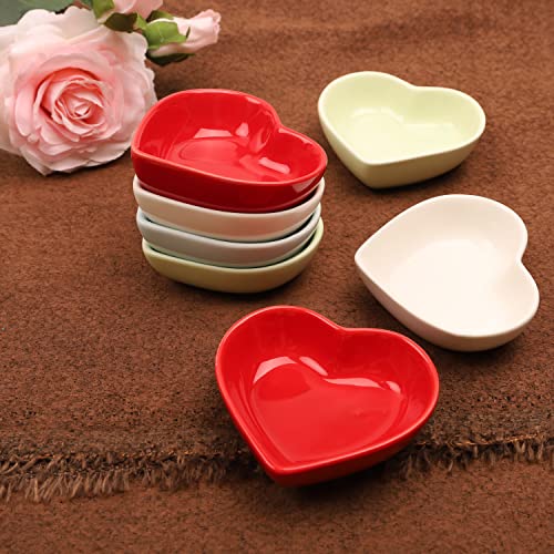 Weoowin Appetizer Plates Ceramic Small Love Shape Set Of 4, Small Sauce Dishes Mini Bowls For Wedding Gifts, Appetizer Bowls For Parties 4 Packs Green #TOP4