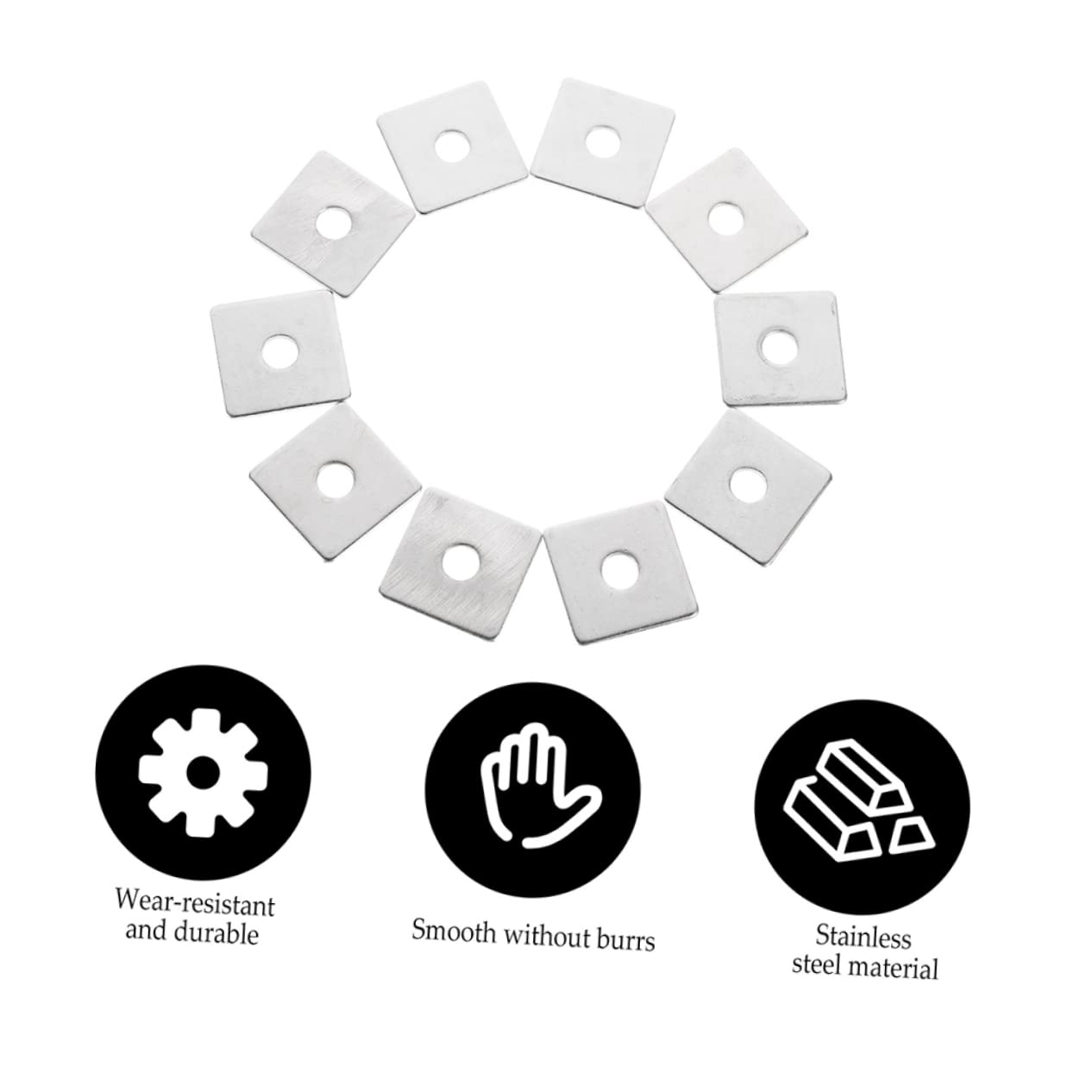 Cabilock 2sets Square Plate Washers Plaster Washers Metal Heavy Duty Square Fastener Set 10pcs*2