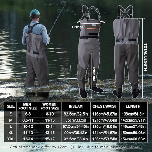 Image of Goture 5-Layer Breathable Stocking Foot Waders & Waist Gear, 5 Sizes