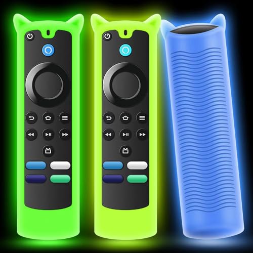 Wevove 3 Packs Silicone Remote Cover 3rd Gen Glow in Dark, Anti Slip Protective Sleeve Case with Lanyard