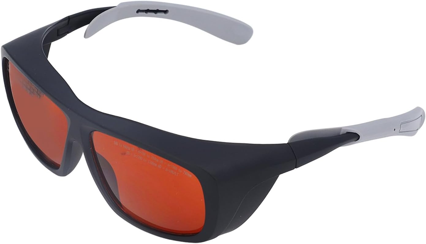 Eye Safety Glasses, Protection Goggles with 180-540nm and 750-1100nm Wavelength Coverage, Fast Light Response PC Material for Fiber Optic Technicians and (Black)