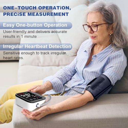 Image of Blood Pressure Monitor,Automatic Digital Upper Arm Blood Pressure Machine with Adjustable Large Cuff,Hypertension Detector-LED Display 2 Users 240 Sets Memory