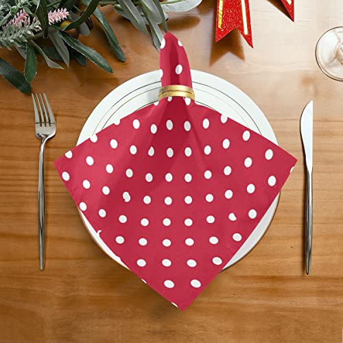 Alaza Red And White Polka Dot Cloth Napkins,Washable Table Napkin Holiday Casual Decor For Kitchen,Restaurant,Weddings,Parties,20"X20",Set Of 1 #TOP1