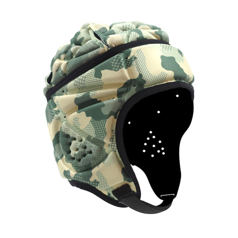 Rugby Headguard Flag Football Helmet Full Coverage Scrum Cap Soft Protective Shell Foam Padding Soccer Headgear Adjustable Breathable Head Protector Padded Anti-Collision Cap for Youth Adults