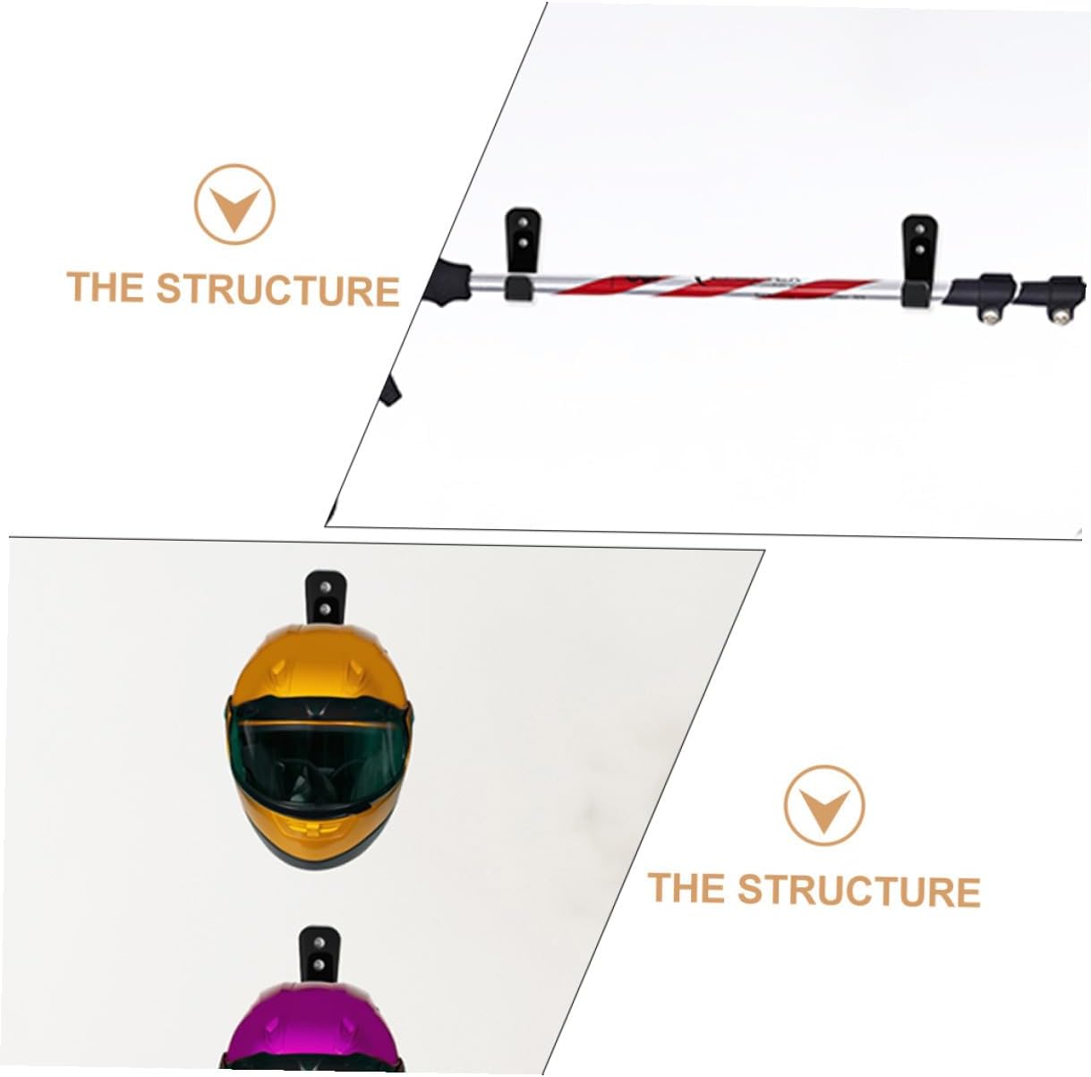 4 Pairs Acrylic Fishing Rod Wall Racks and Hiking Poles Holders with Screws, Ski Poles and Hockey Stick Storage Organizer for Garage and Outdoor Use