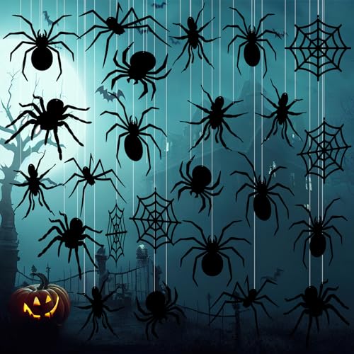 Sintuff 24 Pcs Halloween Spiders Hanging Decoration - Outdoor Spiders