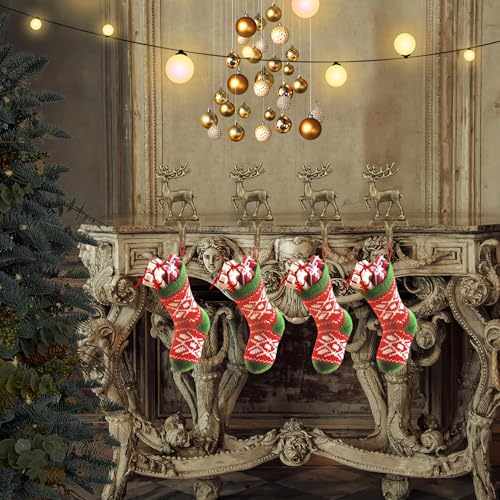 OCTERIC 4Pcs Stocking Holders, Reindeer Pattern Metal Mantel Hooks, Anti-Slip Heavy Duty Solid Cast Iron Mantle Hangers Xmas Décor for Fireplace Holiday Indoor Decoration - Thumbnail 6