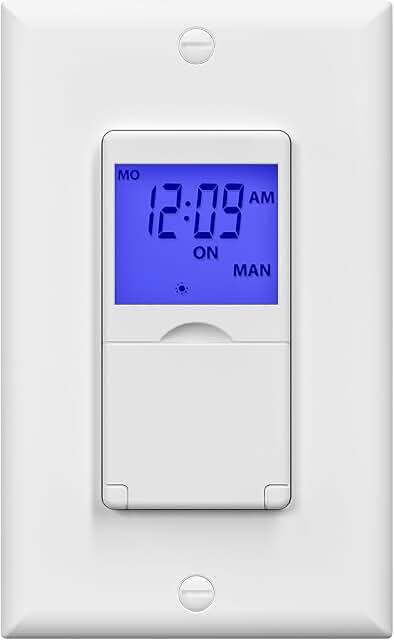 BN-LINK 7 Day Programmable In-Wall Timer with Blue Backlight