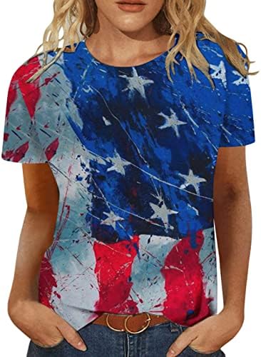Daoucixia summer tops for women 2023, backless tops for women, USA Flag Tshirts for Women 4th of July Shirts Stars Stripes Graphic Casual Loose Patriotic Tunic Blouses