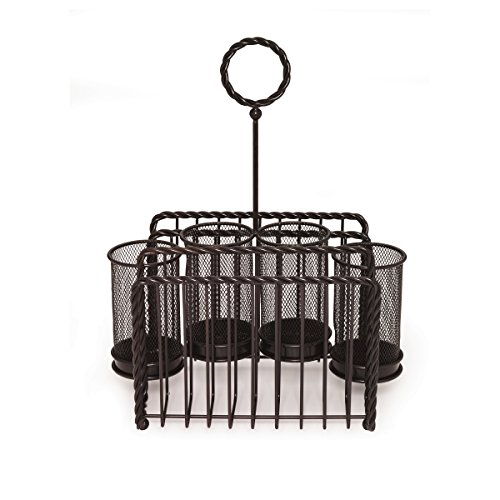 Gourmet Basics By Mikasa Rope Metal Tabletop Flatware And Napkin Picnic Caddy, Antique Black #TOP1