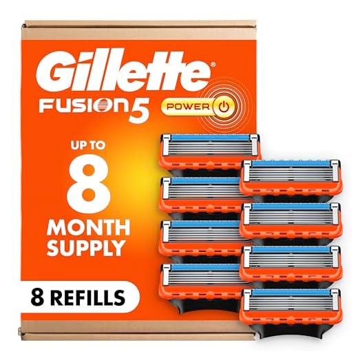 Gillette Fusion5 Power Mens Razor Blade Refills, 8 Count, Lubrastrip for a More Comfortable Shave