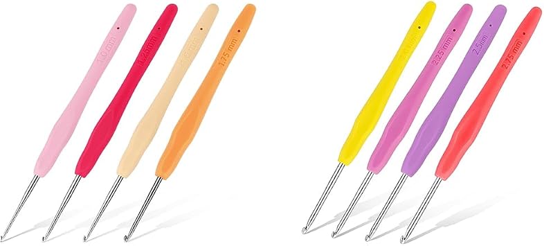 Iuuidu 8PCS Crochet Hooks, Small Size Crochet Hooks for Arthritic Hands, 1.0/1.25/1.5/1.75/2.0/2.25/2.5/2.75mm Crochet Needles for Beginners, Smooth Knitting Needles for Handmade DIY