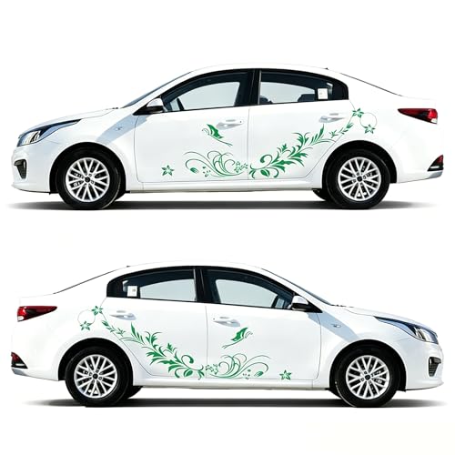 Image of Car Body Decals Carved Hollow Flower Butterfly Decorative Stickers Anti-Scratch for Cars, Vans, SUVs, Trucks,Set of 3 pcs (Green)