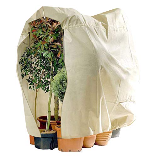 Housse de Protection pour Plantes, Housse d'Hivernage pour Plante Ajustable avec Cordon de Serrage à Glissière Voile Hivernage Plante Anti-Givre Réutilisable Sac de Protection des Plantes 240 x 200 cm Cover