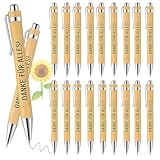 Siblaies 20 Holz Kugelschreiber mit Dankeskarte - Abschiedsgeschenke für Kollegen und Kollegin, Dankes-Kugelschreiber für Abschied und Dankeschön an Mitarbeiter im Büro
