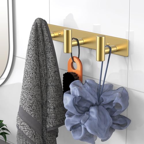 VAEHOLD Hat and Coat Wall Mount Rack - Hooks for Robes, Bags, Keys, and Towels - Bathroom Towel Hanger Organizer (Gold, “T“ Shape 3 Hooks 1 Pack) by VAEHOLD - Image 3