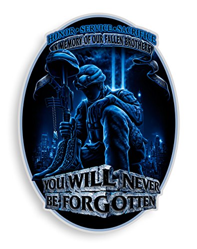 SET OF 2 US Soldier In Memory Of Our Fallen Brothers 4 Inch Reflective Decal
