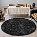 yulidayang Black Fluffy Round Area Rugs for Bedroom,3'X3'Shag Circle Area Rugs for Living Room,Non Slip Fuzzy Plush Rug for Kids Room Boys Girls Room and Dorm Home Decor Rug