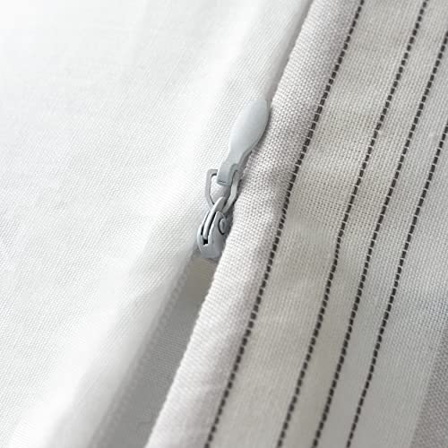Martha Stewart Homestead Stripe Queen Size Comforter Set-3 Piece,1 Comforter(90"X92"), 2 Pillow Shams(20"X26"), 100% Cotton, Breathable, Reversible, Machine Wash, Dorm Essential, Grey/Oat (All Season) #TOP5