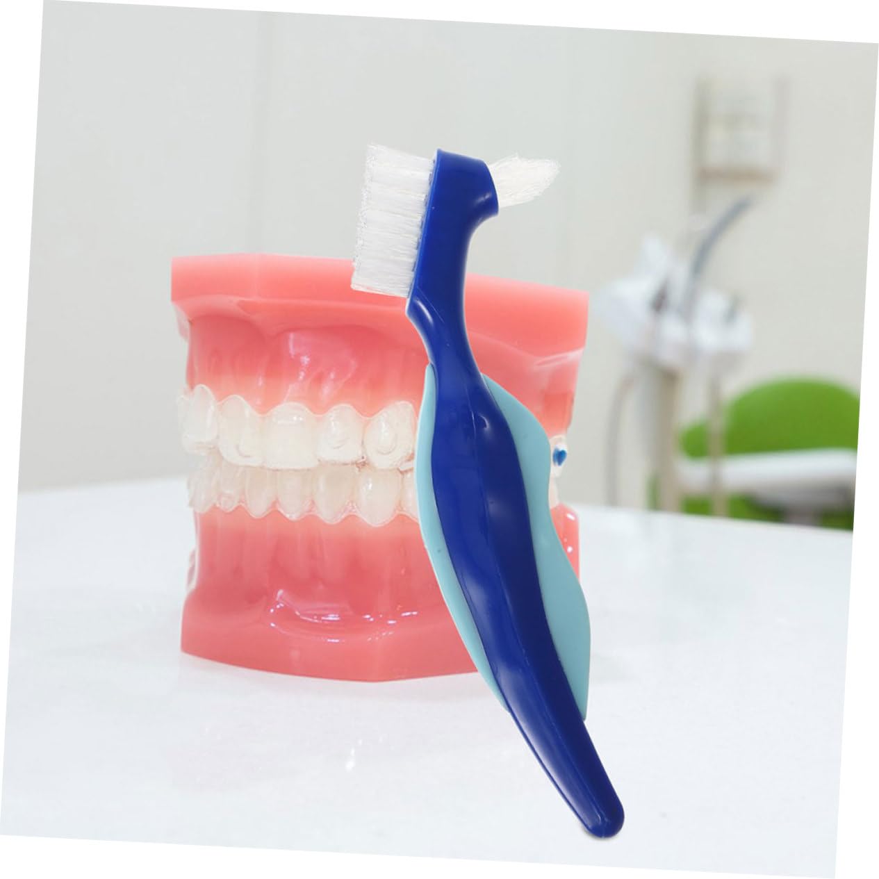 KOMBIUDA 10pezzi Spazzolino Per Dentiera Con Setole Morbide Spazzola Doppia Faccia Per e Pulizia Protesi Per Anziani e Portatori Di Apparecchi Colori
