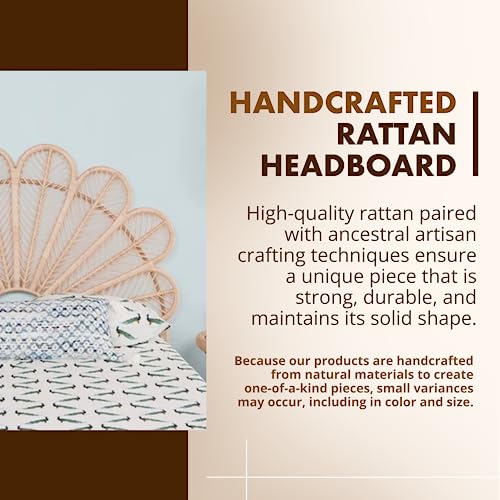 KOUBOO Petal Rattan Full Headboard, Bedroom, Bedroom Furniture, Headboard, Full Size, Tropical Decor, Bohemian Decor, Natural - Image 3