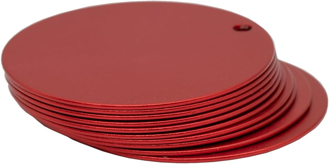 StayMax 2 Inch Round Anodized Aluminum Engraving Blanks Tags Stamping Blanks 25 Pack (Red)
