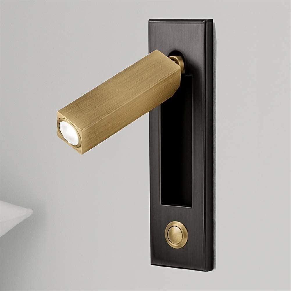 Biiiouu Hotel Headboard Spotlight Engineering Reading Lamp Modern LED Bedroom Lamp Wall Light Fixtures Bedside Reading Light Recessed Push Switch Wall Lamps, 360° Rotatable 90° Foldable Sconce
