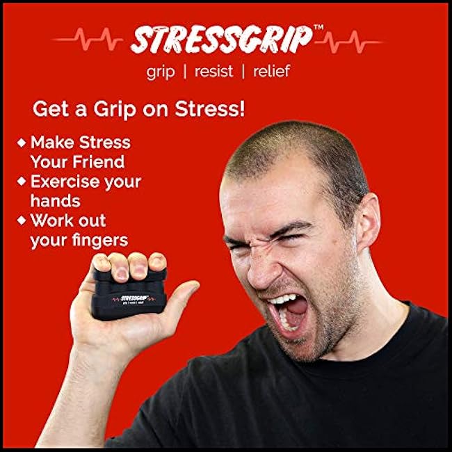 Stress Relief for Adults (Large) - A Stress & Anxiety Relief Device - Comfortable Hand Exerciser - Stress Reliever & Hand Gripper - Black
