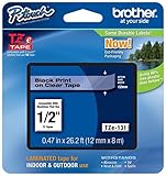 Genuine Brother 1/2' (12mm) Black on Clear TZe P-Touch Tape for Brother PT-1700, PT1700 Label Maker...
