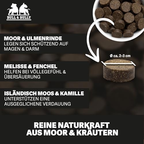 BULL & BULLY – Gras und Kotfresser Drops Hund 350 g (150 Drops) – Gesunde Hundeleckerli gegen Gras- & Kotfressen – Leckerlis Hund zur Unterstützung von Magen & Darm – Anti-Kotfresser Leckerli Hund