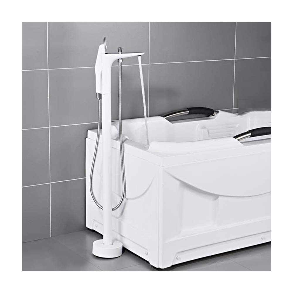 Robinet de baignoire autoportante noir avec douchette et mitigeur eau chaude froide
