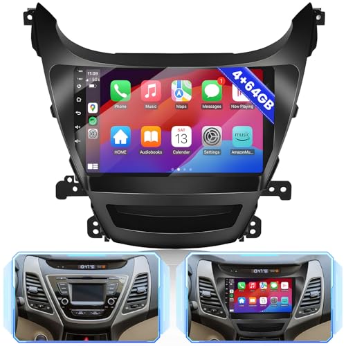 8 Core 4+64GB for Hyundai Elantra 2014-2016 Android 15 Car Stereo Wireless Apple Carplay, 9 Inch IPS Touchscreen Car Radio 59UI GPS Navigation WiFi 32EQ DSP Backup Camrea