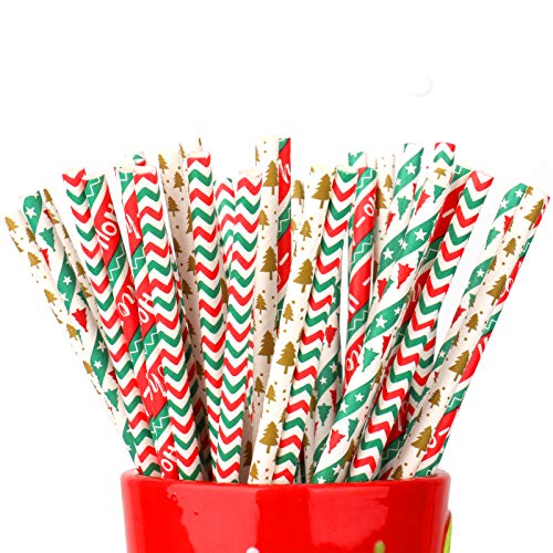 Papier-Trinkhalme, Weihnachten, 100 Stück Cover