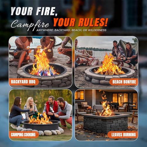 INNOSTAGE 36 Inch Fire Pit Ring (40 Inch Outer), Heavy Duty Steel Fire Ring for Outside, Large Round Fire Pit Insert, DIY Camping Fire Ring, Above or In-Ground, Black Carbon for Backyard Patio Bonfire by INNO STAGE - Image 6