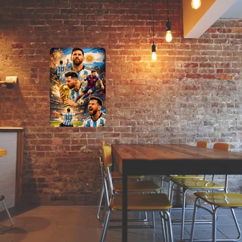 Image of Zesta Bathroom Decor Items Washroom Decor Tin Sign | Aesthetic Posters Wall Poster for Bedroom | Magnetic Cafe Decoration Items /Restaurant Decorations Items | Quirky Home Decor Bar Accent (Messi (4))
