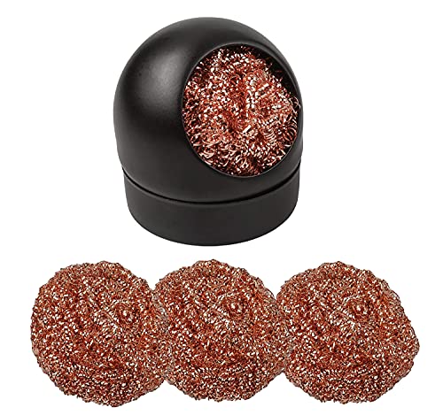 Nettoyeur de Pointe de fer à Souder, Kit de Nettoyage de Pointe en Laiton, 1 Support de fer à Souder avec Laine Spirale, 3 éponges à Souder en Métal de Métal pour Nettoyer les Fers à Souder