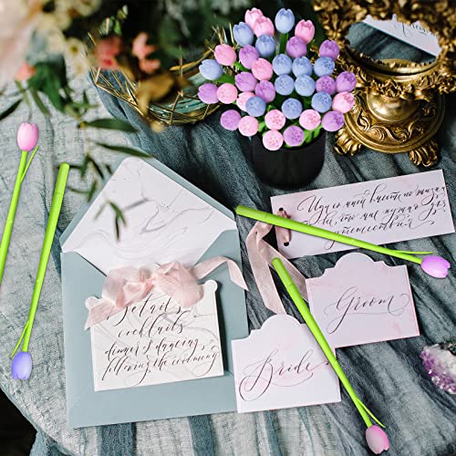 36 Pack Color Changing Flower Pens Creative Plant Ballpoint Cute Pens Tulip Aesthetic Fun Ballpoint Valentines Day Gifts Party Favor Decor for School Home Office Stationery Store Kids 0.5 mm Black Ink