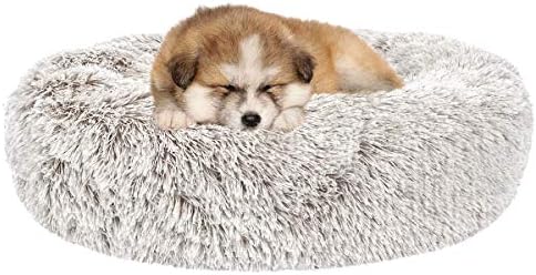 SHU UFANRO Dog Beds for Small Dogs Round, Cat Cushion Bed, Pet Beds Improved Sleep, Machine Washable, Non-Slip Bottom(23" x 25")