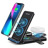 Wireless Charger, 3 in 1 Fast Charging Station, Folding Travel Wireless Charger Stand for iPhone 14,