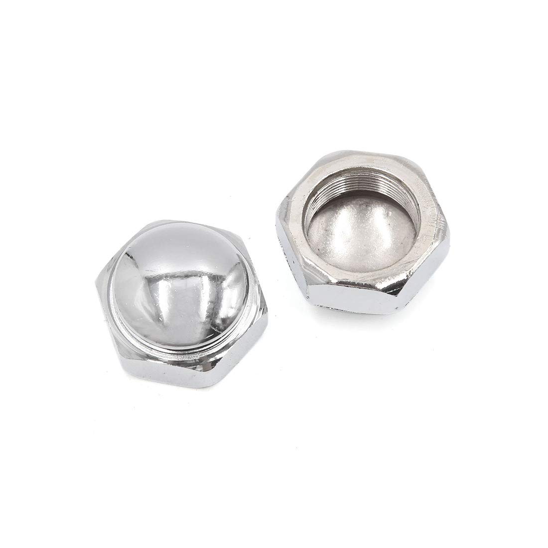 sourcingmap 2 Pcs M22x1.0 Thread Metal Steering Wheel Shaft Cap Acorn Hex Nuts, Silver Tone, 13 x 10 x 2 cm - Image 2