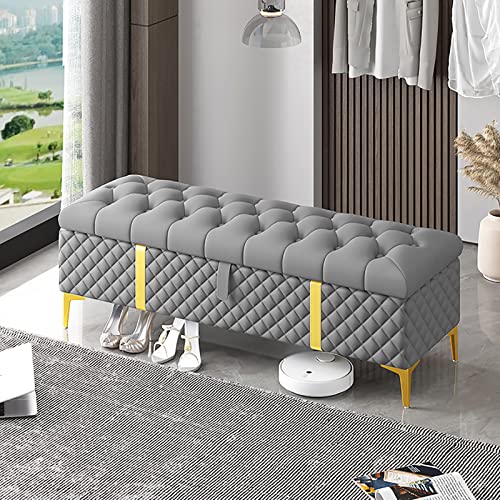 Banc ottoman de rangement luxueux en cuir pour un style raffiné et un espace ordonné